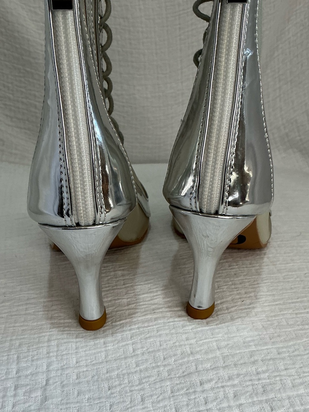 ๐ค Burju Sierra Silver Vegan Leather Mesh Street Sole 3โ Heeled Boots - 5.5 - Picture 10 of 11
